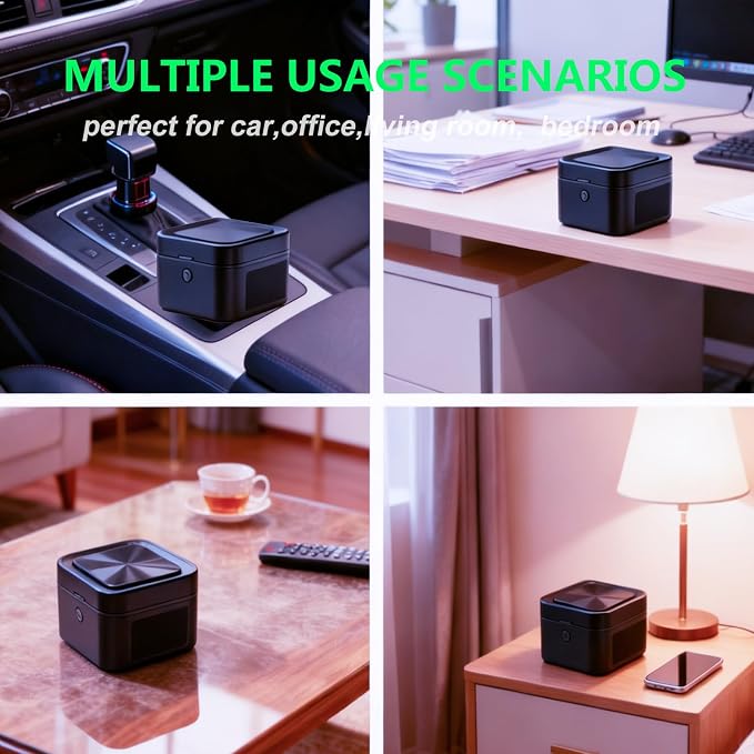 Multifunctional Smokeless Ashtray with HEPA Filter,Rechargeable Air Purifier for Cigarette Smoke,Portable Ashtray for Indoor & Outdoor Use (Black)