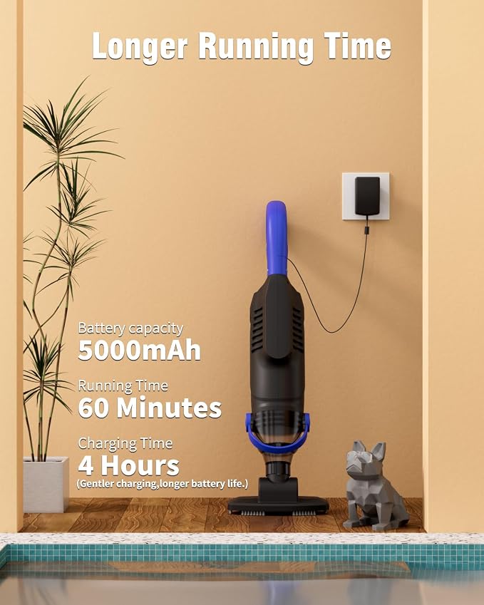 (2026 Upgrade) Little Shark Cordless Pool Vacuum, 60W Motor, 18 GPM Strong Suction, 5000mAh Battery, 60-Min Runtime, Compact Lightweight Handheld Pool Cleaner for Above Ground Pools & Hot Tubs