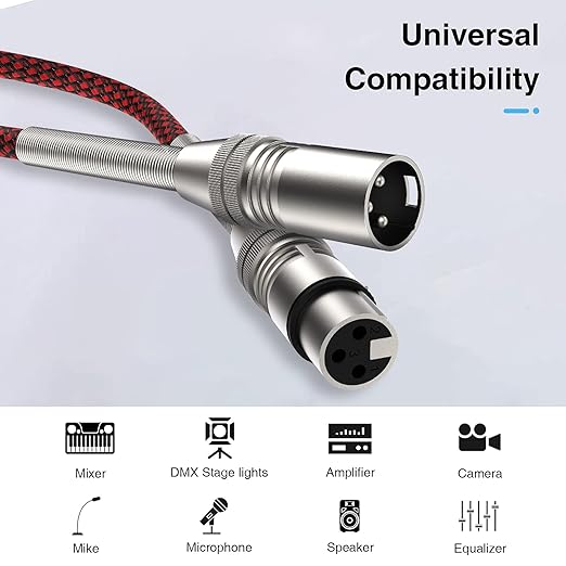 XLR Cable 50ft, Multi-Color Heavy Duty Nylon Braided XLR Male to Female, Microphone Cable 3 Pin Balanced XLR Cable Compatible with Speakers, Microphones, Stage Lighting and More - Blue