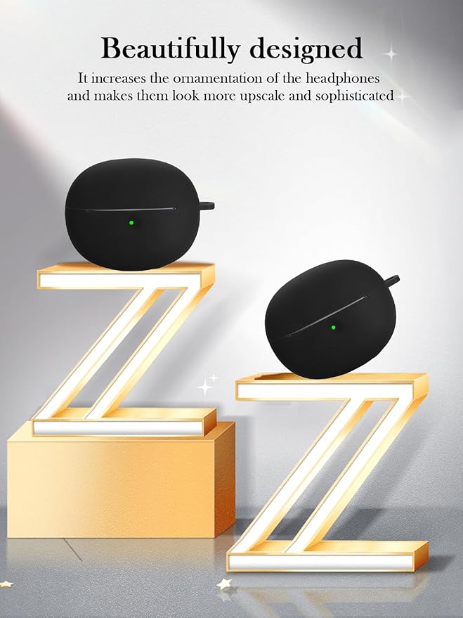 Case for Baseus Bowie MC1 Pro True Wireless Noise Cancelling Earbuds,Soft Protective,BOVUGAC Silicone Case Cover with Keychain & Cleaning Kit & Lanyard for Baseus Bowie MC1 Pro-Black