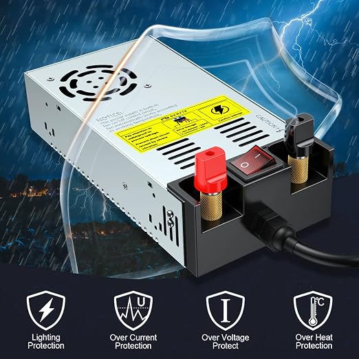 Denfix Upgraded 110V to 12V Converter ,New Version with On/Off Switch, AC to DC Power Supply Max 50A 600W