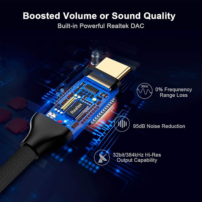 CableCreation USB C to 3.5mm Headphone Adapter, Type-C to 3.5mm Audio Adapter Compatible with Galaxy S22 S20 S21 Ultra Z Flip S20+, iPad Pro 2020, Pixel 4 3 2 XL etc. 0.33 ft Black