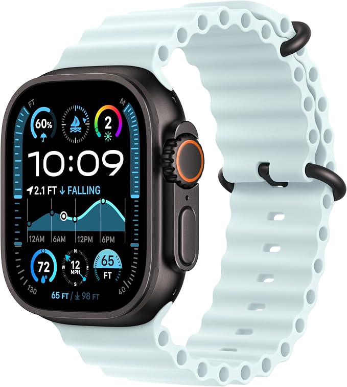 Apple Watch Band - Ocean Band Extension (49mm) - Ice Blue with Black Titanium Finish - Extension