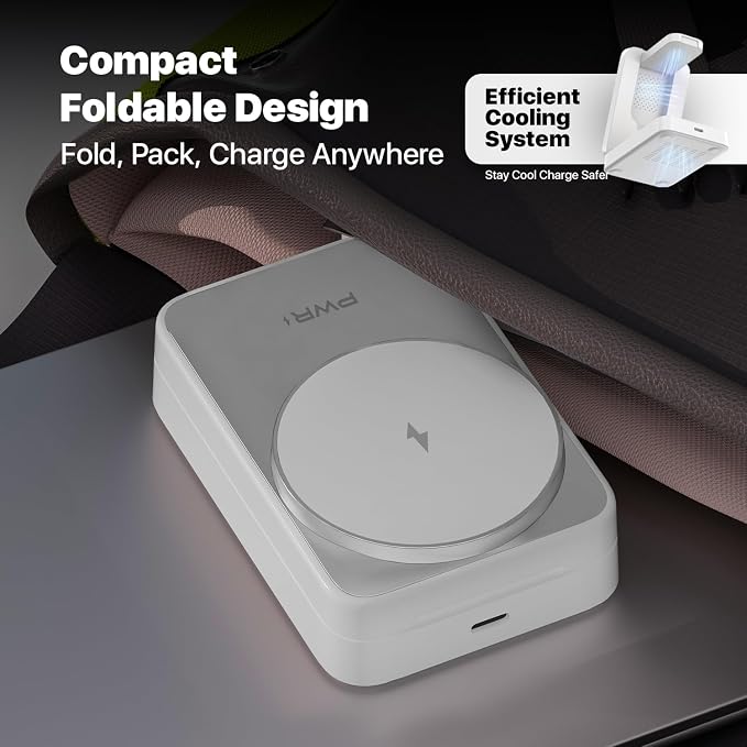 PWR Fold 2.0 4-in-1 Charging Station for Multiple Devices - Portable Wireless Charging Station Compatible with Apple Watch, iPhone, Samsung, Airpods and Qi Wireless Devices (White)