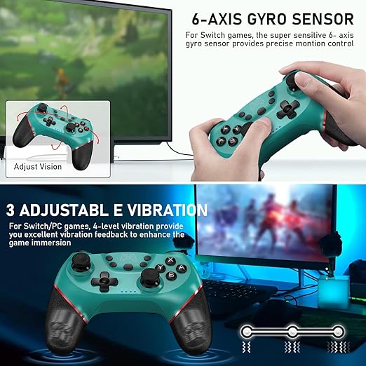 Diswoe Controller for Switch, Wireless Pro Controller for Switch 2/Switch/Switch Lite/Switch OLED, Remote Gamepad with Joystick, Adjustable Turbo Vibration with Programmable Function