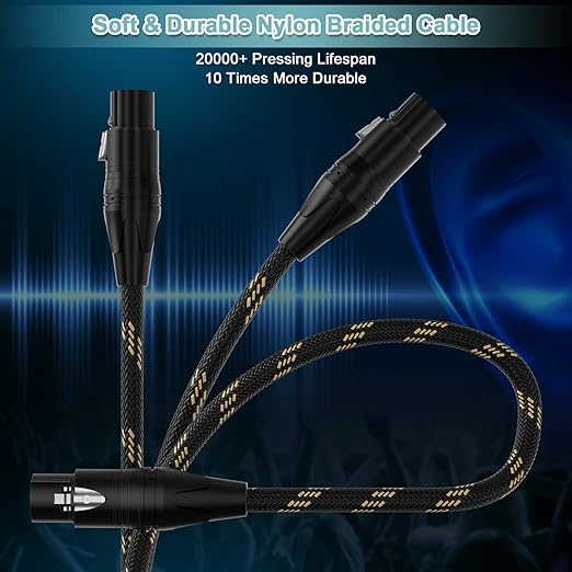 XLR to 1/4 Cable, XLR Female to 1/4 Cable 25FT 2Pack, TRS to 1/4 inch (6.35mm), Quarter Inch to Balanced Microphone Cable