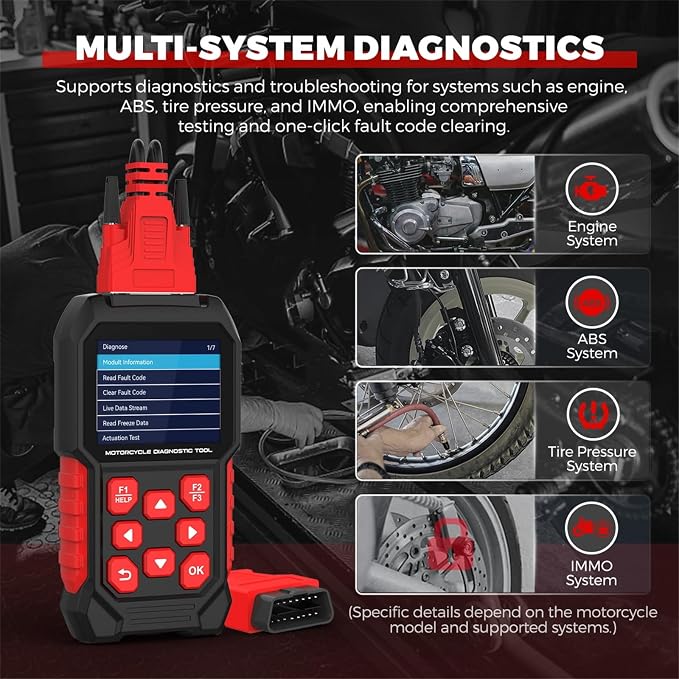 M4 Motorcycle Diagnostic Tool for Harley-Davidson 4P/6P, Read/Clear Codes & Live Data, ECU & Service Reset, Throttle Reset & ABS Bleed, with OBD2 16P, for Dyna Softail Sportster Touring