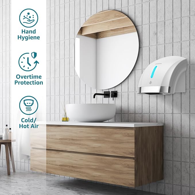 modunful Commercial Hand Dryer & Soap Dispenser Set for Bathrooms