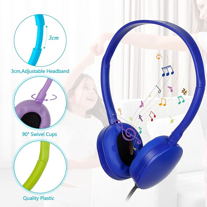 Headphones Bulk 12 Pack for Classroom School,Wholesal Earphones Class Set for Students Teens,Adult Group Learning, Computer Lab, Library, Online Lesson and Testing Multi Color (12 Colors)