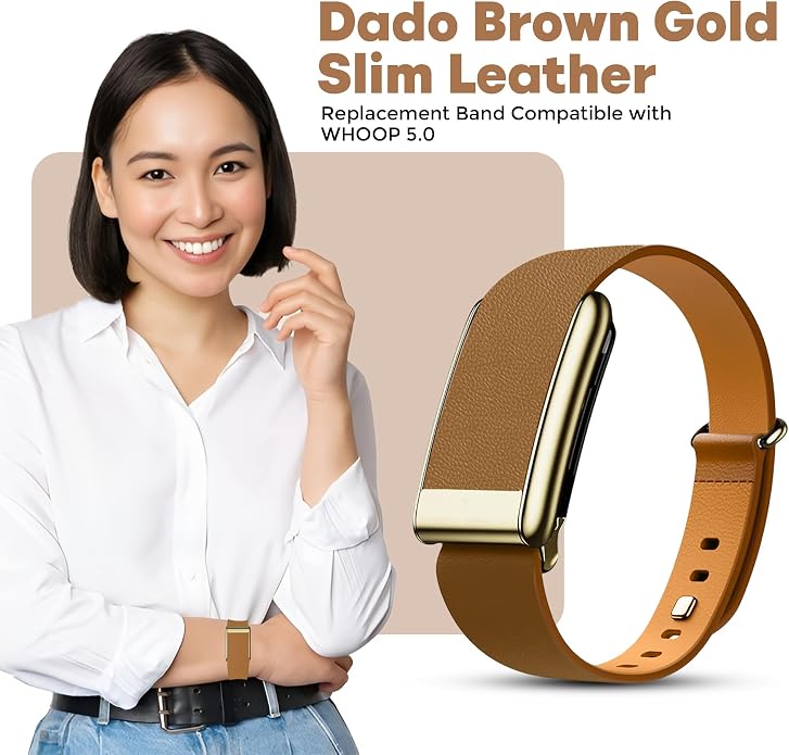 DADO Luxe Tapered Leather Replacement Band Compatible with WHOOP 5.0, One, Peak, and Life Fitness Tracker – Durable & Comfortable | Not for Whoop Gen 4