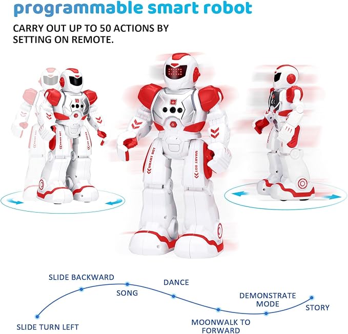 KingsDragon Robots Toy for Kids, RC Gesture Sensing Toy, Interactive Walking Singing Dancing Robot Birthday Presents for Boys Girls Age 6 7 8 9 Years Old,Red