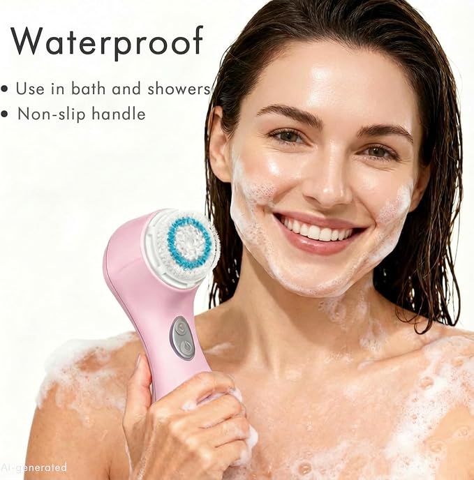 Microtree Electric Facial Cleansing Brush, No Rotation, Sonic Vibrating Deep Clean, Face Brushes for Cleansing, Rechargeable Face Scrubber Exfoliator for All Skin Types, Non Spin