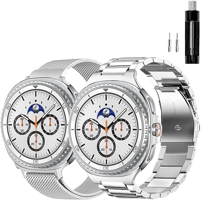 GOLDTOLUCK No Gap Stainless Steel Band Compatible with Samsung Galaxy Watch 8 7 6 5 4 Classic FE Pro Ultra 40mm 44mm 46mm 43mm 47mm 45mm 42mm Replacement Men Women Milanese Metal Elegant Casual