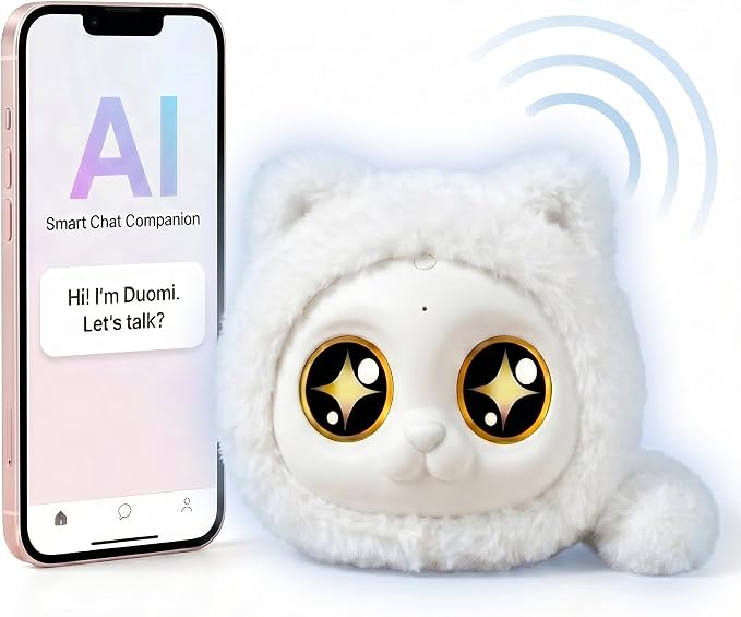 AI Robot Companion, Interactive Plush Talking Toy with Smart Voice Response,Emotional Support Robot for Kids 14+ and Adults, Conversation Pal, Storytelling Robot Pet, Birthday Gift (White)