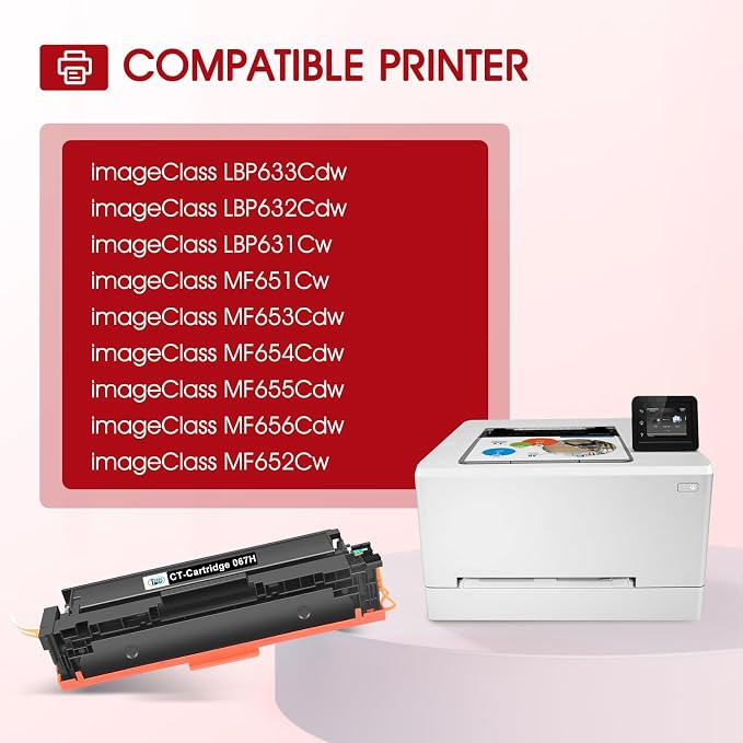 067H 067 Toner Cartridge Set MF654CDW MF656CDW Compatible for Canon 067 067H Color ImageCLASS MF650C LBP632CDW MF655CDW MF653CDW LBP633CDW LBP630C MF652Cdw MF651Cw Printer 4 Pack High Yield Ink