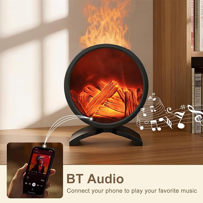 Fireplace Flame Oil Diffuser with Speaker & 260mL Fire Oil Diffuser,Essential Oil Diffuser 5 Color Fire Aroma Diffuser Aromatherapy Aroma Diffuser, Ultrasonic Mist with Timer & Auto Shut-Off