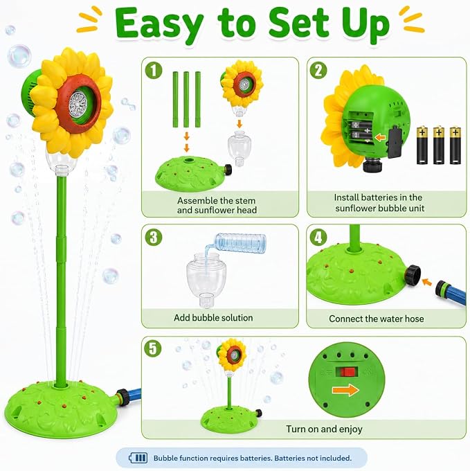 2-in-1 Water Sprinkler Toys for Aldult,Outdoor Garden Lawn Watering Toys with Water Tentacles,Attaches to Garden Hose,Summer Spray Water Fun Toys (Sunflower)