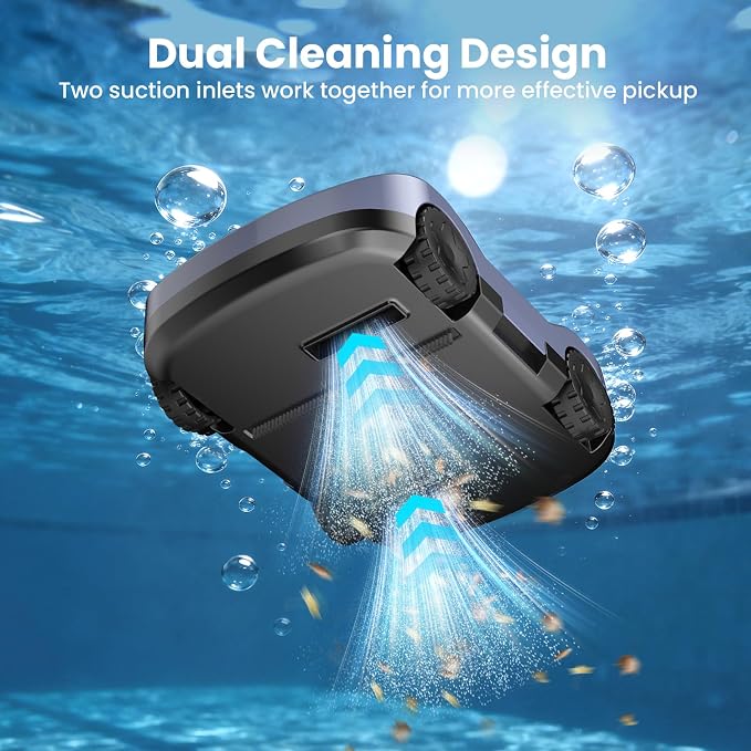 (2026 Upgrade) Cordless Robotic Pool Cleaner, Automatic Pool Vacuum for Above Ground & Inground Pools, 180-Min Runtime, 3L Basket for Leaves & Debris, Auto-Parking, Powerful Suction up to 2200 Sq.Ft