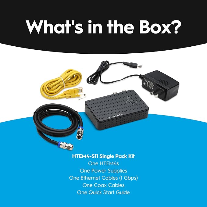 Hitron MoCA 2.5 Adapter - Single Unit - Requires 2ND Adapter to Work| Requires Connected Coax Network | Up to 1 Gbps Ethernet Over Existing Coax | Ideal for Cable Internet Homes