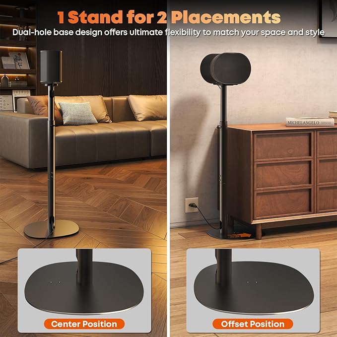 Speaker Stands for Sonos Era 100 SL, Era 100 & Era 300 - Height Adjustable Floor Stands 29.1''–39'', Dual-Mount Base Design, Concealed Cable Management, 11 lbs Max Load, Pack of 2, Black
