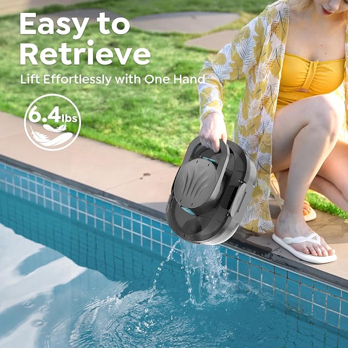 S1 Pro Cordless Robotic Pool Cleaner, 130-Min Runtime, Cleans Up to 1,292 Sq.Ft, Dual-Motor Pool Vacuum, Automatic Cleaner with Large Filter Basket, Fast Charging & Self-Parking (Graphite Gray)