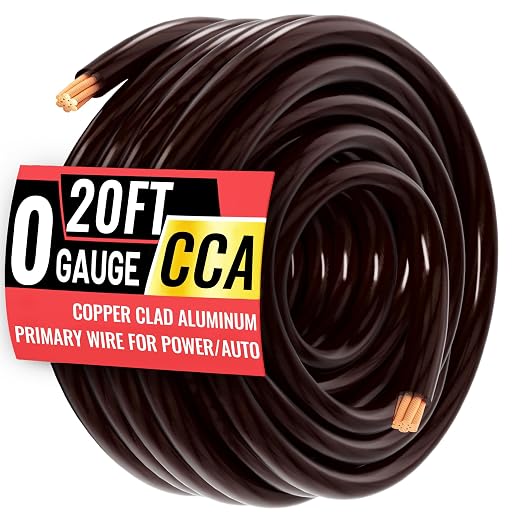 0 Gauge Wire 20FT Black Copper Clad Aluminum CCA Battery Cable, Primary Power/Ground Cable for Car Audio Speaker, RV Trailer, Amp, Inverter RV Truck, Marine, Solar Equipment, Translucent Jacket