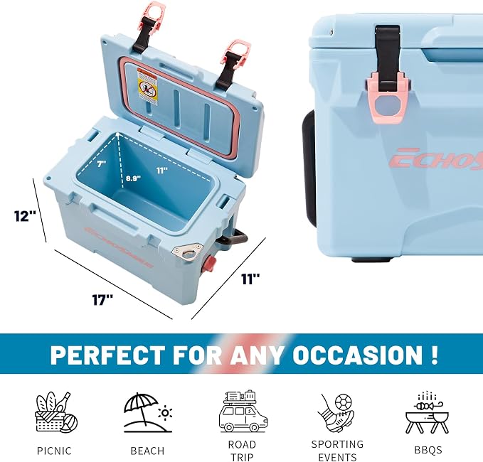 EchoSmile 12/18/25 Quart Rotomolded Cooler, Built to Stand up to The Rigors of The Journey