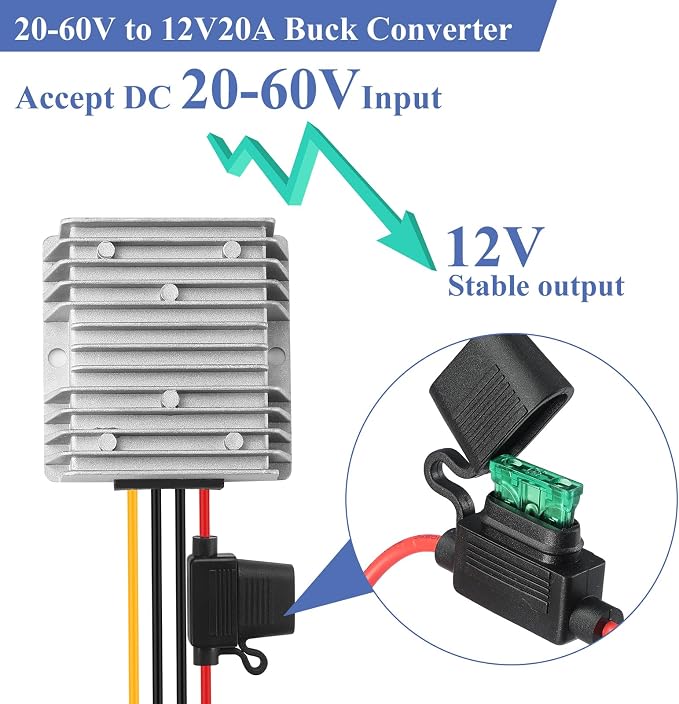 20-60V to 12V20A 240W Waterproof DC/DC Step Down Converter | Step Down Module, for Car, Truck, LED and Tools，Step Down Power Transformer