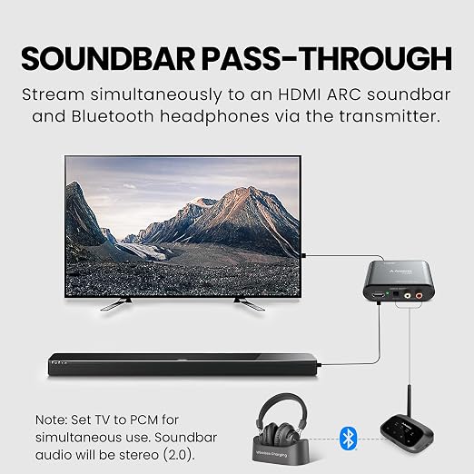 Avantree HAX06 – HDMI ARC Audio Extractor for TV with Passthrough, Play Soundbar & Headphones Simultaneously, Optical & RCA Outputs