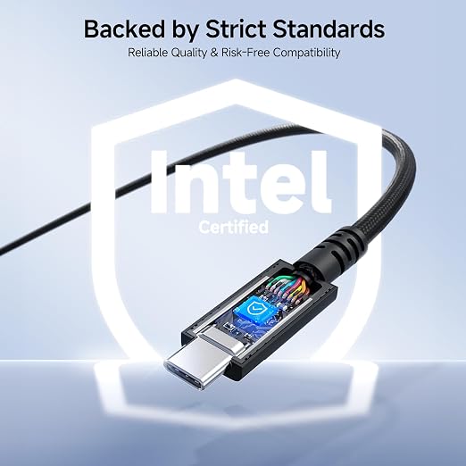 Cable Matters [Intel Certified] 80Gbps Active Thunderbolt 5 Cable - 6.6ft / 2m, Supports up to 120Gbps Bandwidth Boost, 240W Charging, 8K Video, Compatible with Thunderbolt 4/3, USB4, and USB-C