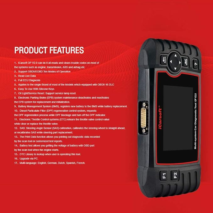 Auto Diagnostic Scan Tool iCarsoft OP V2.0 for OPEL/Vauxhall +Oil Reset +EPB+SAS+ETCS