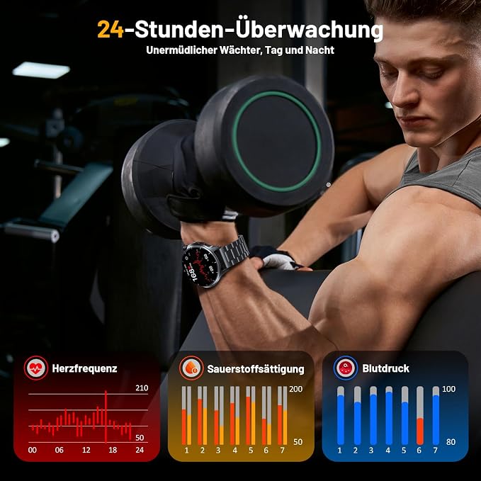 Smart Watch for Men, 1.52" HD Fitness Tracker with Blood Pressure SpO2 Heart Rate Sleep Monitor, 110 Sports Modes, 1000mAh Battery Watches for Men Compatible with Android iPhone