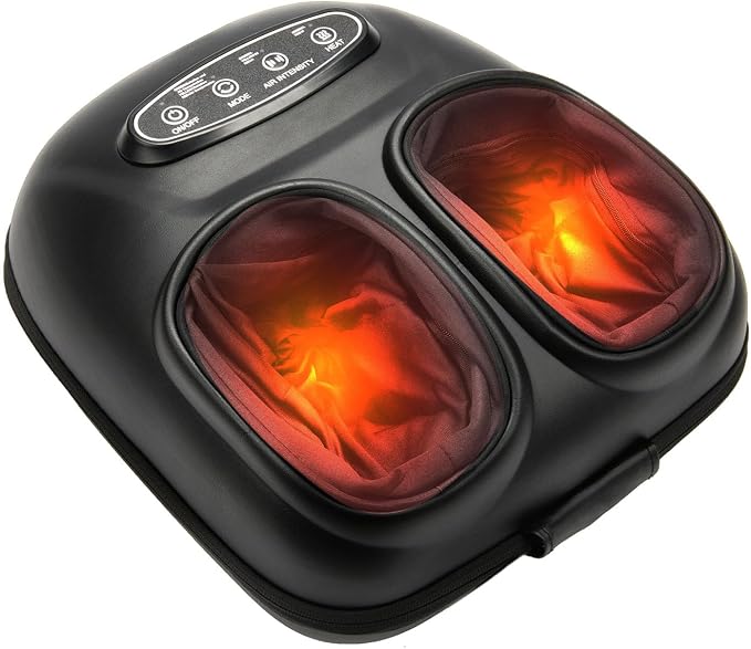 LINGTENG Foot Massager, Heated Foot Massager, Foot Massage with 3 Modes, 3 Intensity Levels, 15-Min Timer, Birthday Gifts for Women Men, Father Day Gifts, Size up to 13"