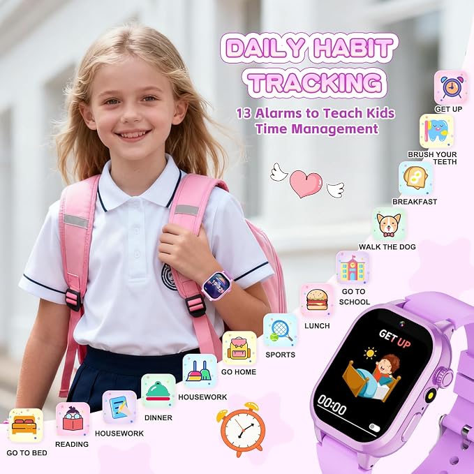 MOFGDNI Smart Watch for Girls - Kids Watch with 39 Games, Built-in Camera, Video Recorder, Alarm, Calculator, Pedometer & Various Wallpapers – Toys for Ages 4-12 Years Old Birthday