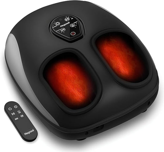 Heycool Shiatsu Foot Massager with Heat, Deep Kneading, Compression & Vibration Foot Massager Machine with Remote Control, Fits Size 13 for Home Relaxation, Office Workers & Seniors