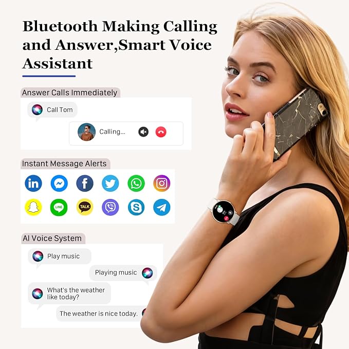 Smart Watch for Women Fitness Tracker: Waterproof Bluetooth Call Answer/Make Smart Watches for Android/iPhone Digital Women Smartwatch Activity Pedometer Heart Rate SpO2 Monitor 120+ Sports Model