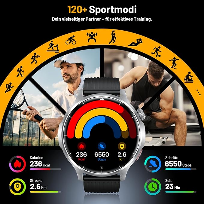Smart Watch for Men, 1.52" HD Fitness Tracker with Blood Pressure SpO2 Heart Rate Sleep Monitor, 110 Sports Modes, 1000mAh Battery Watches for Men Compatible with Android iPhone