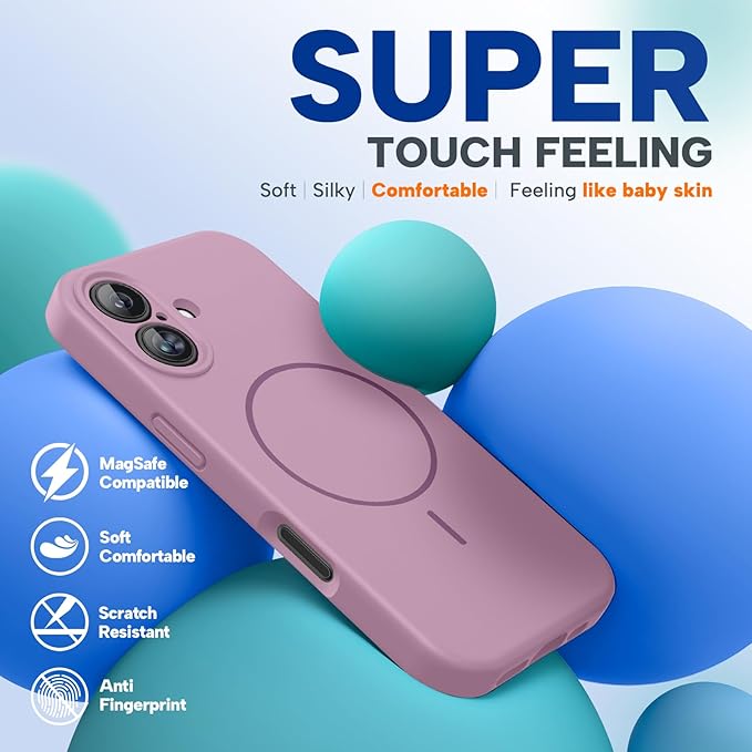 Miracase Magnetic for iPhone 16 Plus Case, [Soft Anti-Scratch Microfiber Lining], Magnetic for MagSafe, Liquid Silicone Shockproof Drop Protection Phone Case for 16 Plus,Blackcurrant