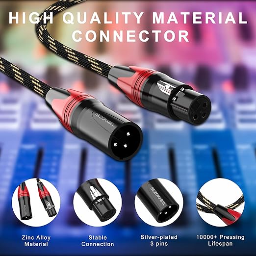 XLR Cables, Microphone Cables Male to Female 100ft 2Packs, XLR Speaker Cable Nylon Braided 3 Pins Mic Cable