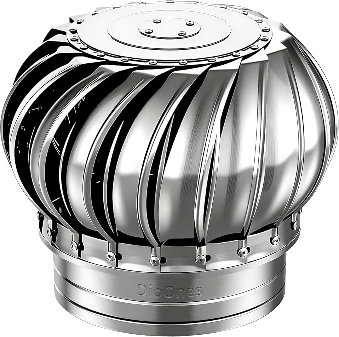 Stainless Steel Turbine Roof Ventilator, 11 Inch | 304 Grade Metal, Wind Turbine Cap, Attic Exhaust Vent, Rainproof, Silent Operation