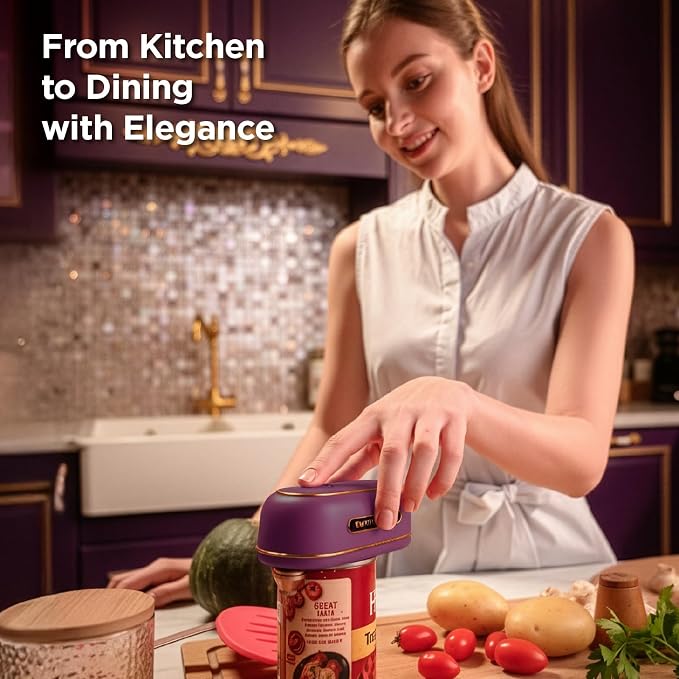 Kitchen Mama Orbit One Rechargeable Electric Can Opener: Hands-free, USB-C Charging, Automatic Stop, Smooth Edge, Safety, Blade for Large Cans, Heavy Duty, with Storage Box (Royal Burgundy)