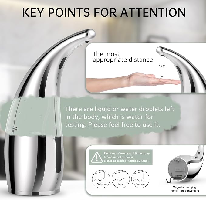 5-in-1 Automatic Soap Dispenser Touchless Set,300ML Hand & Dish Countertop Electric Liquid Rechargeable Dispenser with Sensor,Modern 4 Gear Adjustable Kitchen Auto Soap Pump