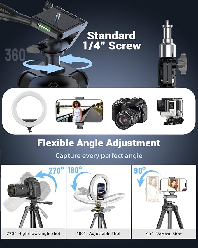 Vlogging Kit for iPhone/Android, 10'' Selfie Ring Light with Stand, 57'' Extendable Tripod, Desktop Tripod, Wireless Microphone - YouTube Starter Kit, Content Creator Essentials for TikTok,Live Stream