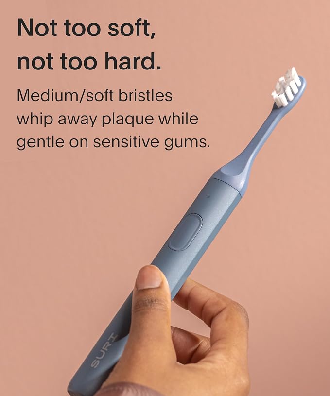 SURI Recyclable Plant-Based, Electric Toothbrush Heads - Long Lasting Replacement Heads | Compatible Only Sonic Electric Toothbrush - Sea Mist, Pack of 3