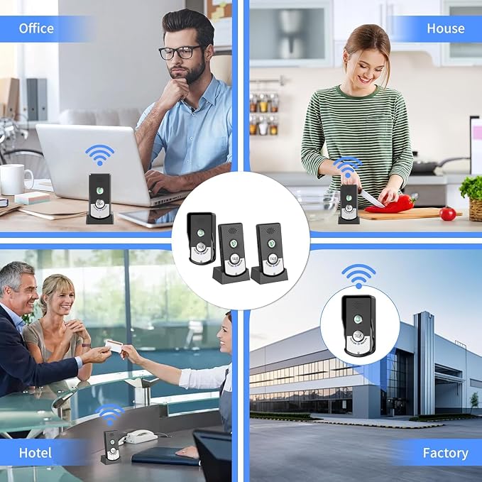 2 Way Wireless Doorbell Intercom Indoor Outdoor, 3280ft Long Range Door Intercoms System for Home with Waterproof Cover Rechargeable Battery 38 Ringtones 3 Adjustable Volume （3 Pack）