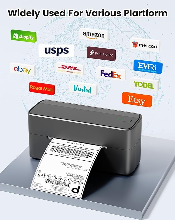 Phomemo 241BT Bluetooth Shipping Label Printer & Digital Shipping Postage Scale 66lb with 59In Tape Measure, 4X6 Wireless Thermal Printer for Samll Business, Label Printers for Shipping Package