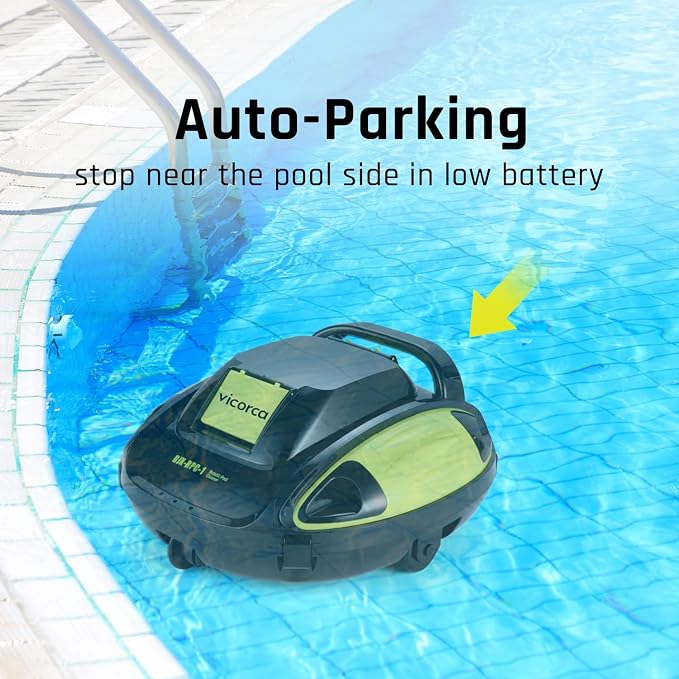 Automatic Robotic Pool Cleaner, 150 Mins Runtime Cordless Pool Vacuum, Self-Parking for Above-Ground Pools up to 914 Sq.Ft.
