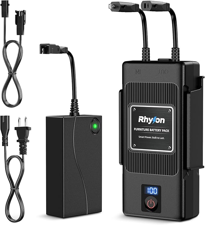 Battery Pack for Reclining Furniture, 2500mAh Rechargeable Power Recliner Battery with Universal 2-Pin, Cordless Battery Pack with LED Display for Reclining Sofa Couch & Lift Chair