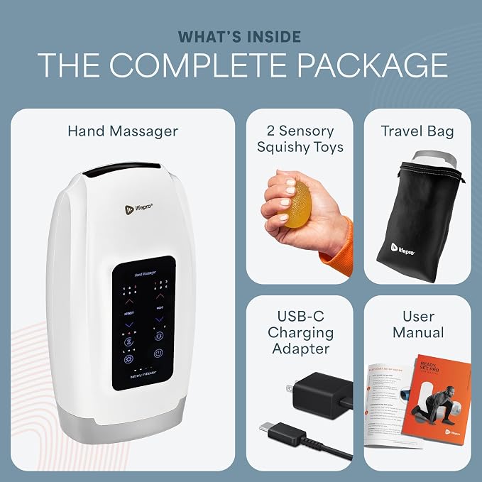 LifePro Legra Hand Massager with Heat and Compression — Cordless Electric Hand and Wrist Massager with Multi Modes — Finger Palm Pressure Point Therapy for Arthritis and Carpal Tunnel