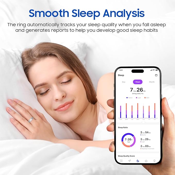 2026 Smart Ring New Health Tracker, IP68 Waterproof, iOS/Android Compatible, Sleep, Exercise & Health Monitoring, No Subscription, 5-Day Battery Life for Women & Men (Silver, 10)